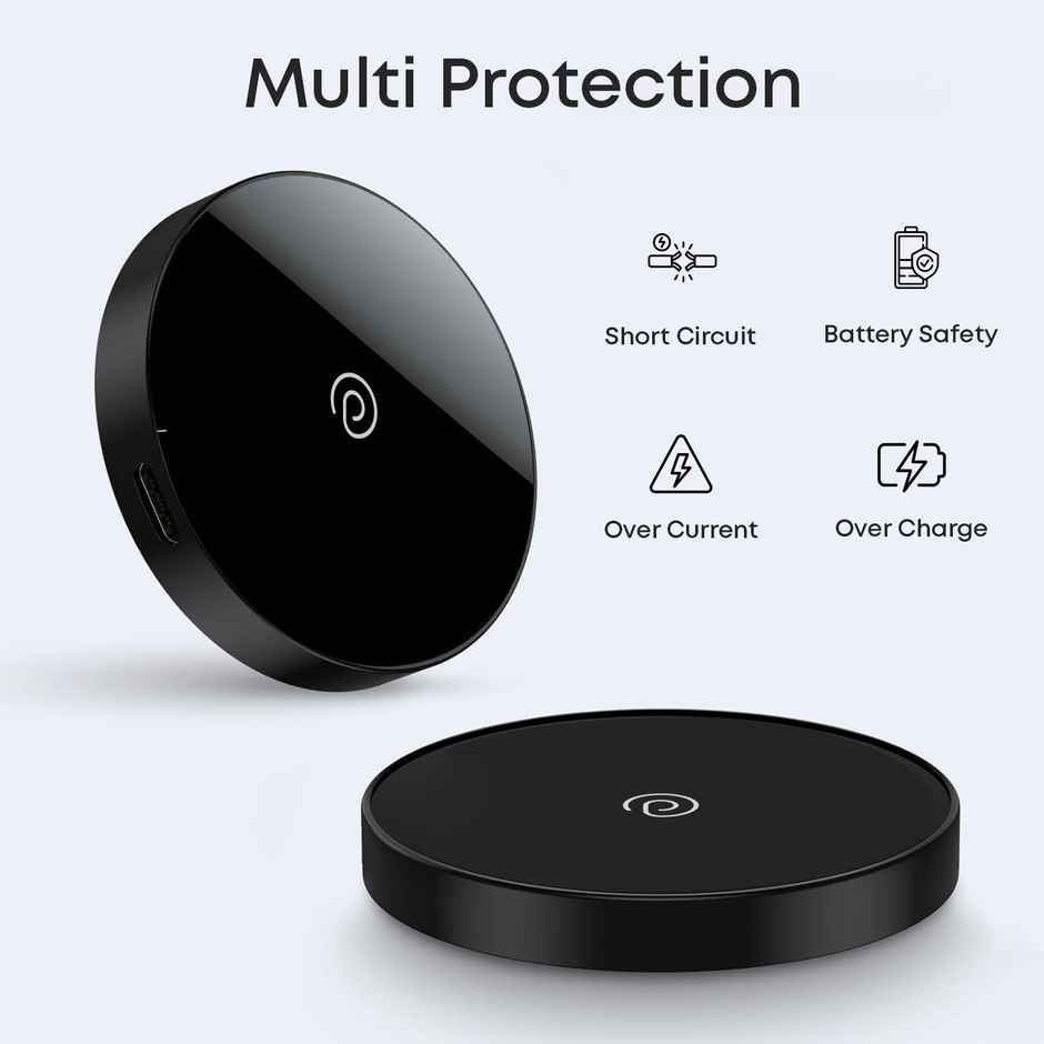 pTron Dynamo Ring V2 15W Magnetic Wireless Charger For Iphone | Samsung & Qi2 Devices - Black