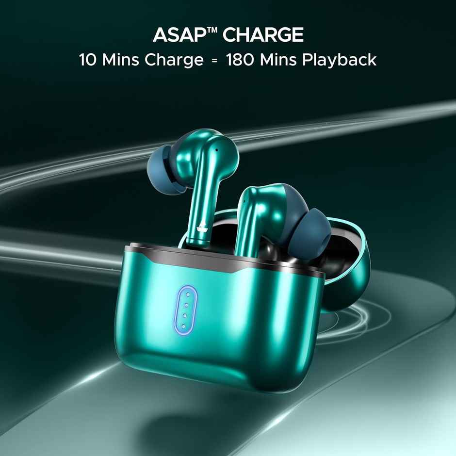 boAt Airdopes 141 Pro TWS Earbuds with mic,13mm Drivers, 60HRS Battery, 4Mics ENx, Fast Charge, IPX5, v5.3 Bluetooth Earbuds,Metallic Finish - Martian Green