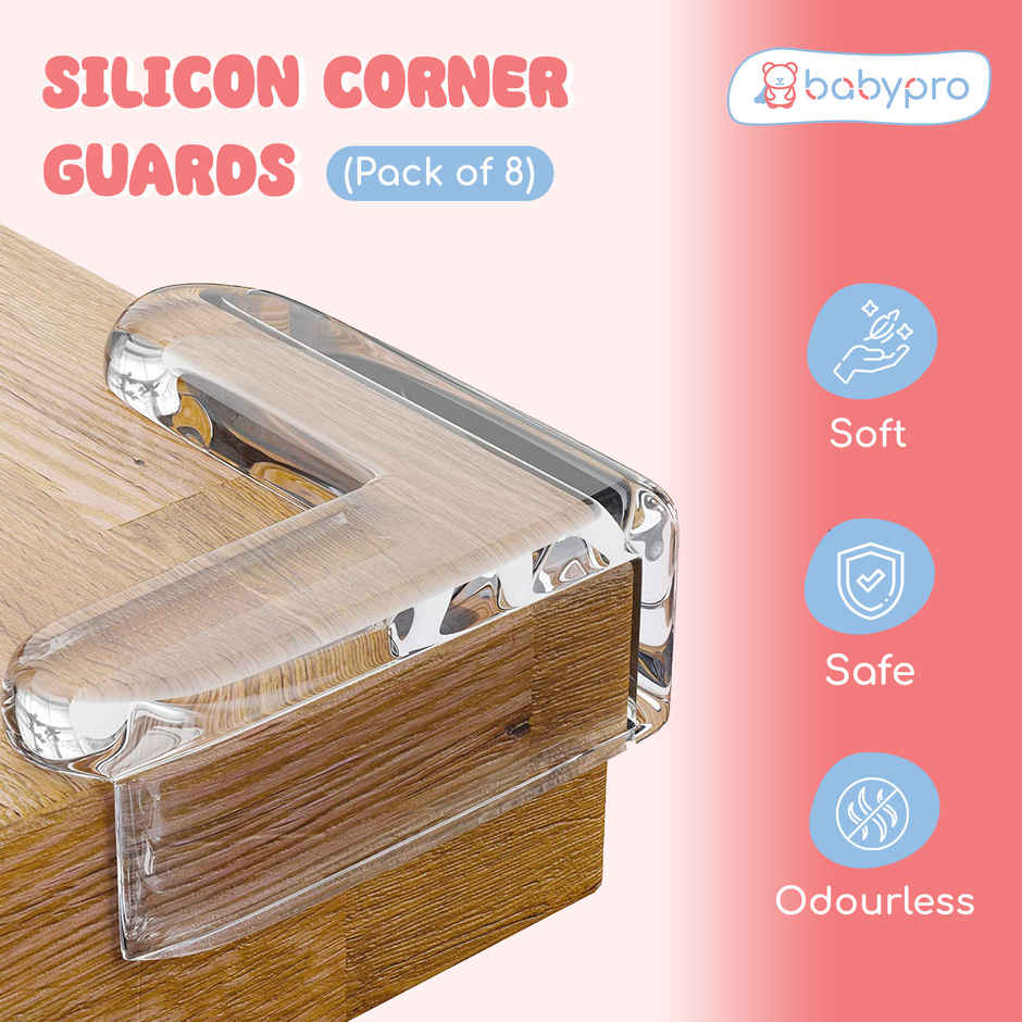 BabyPro Silicone Corner Guards for Sharp Furniture Corners | Transparent