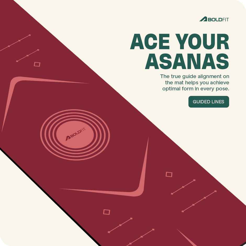 Boldfit Unisex Yoga Mat With Bag 6mm Alignment TPE Rubber Material Extra Thick - Contessa