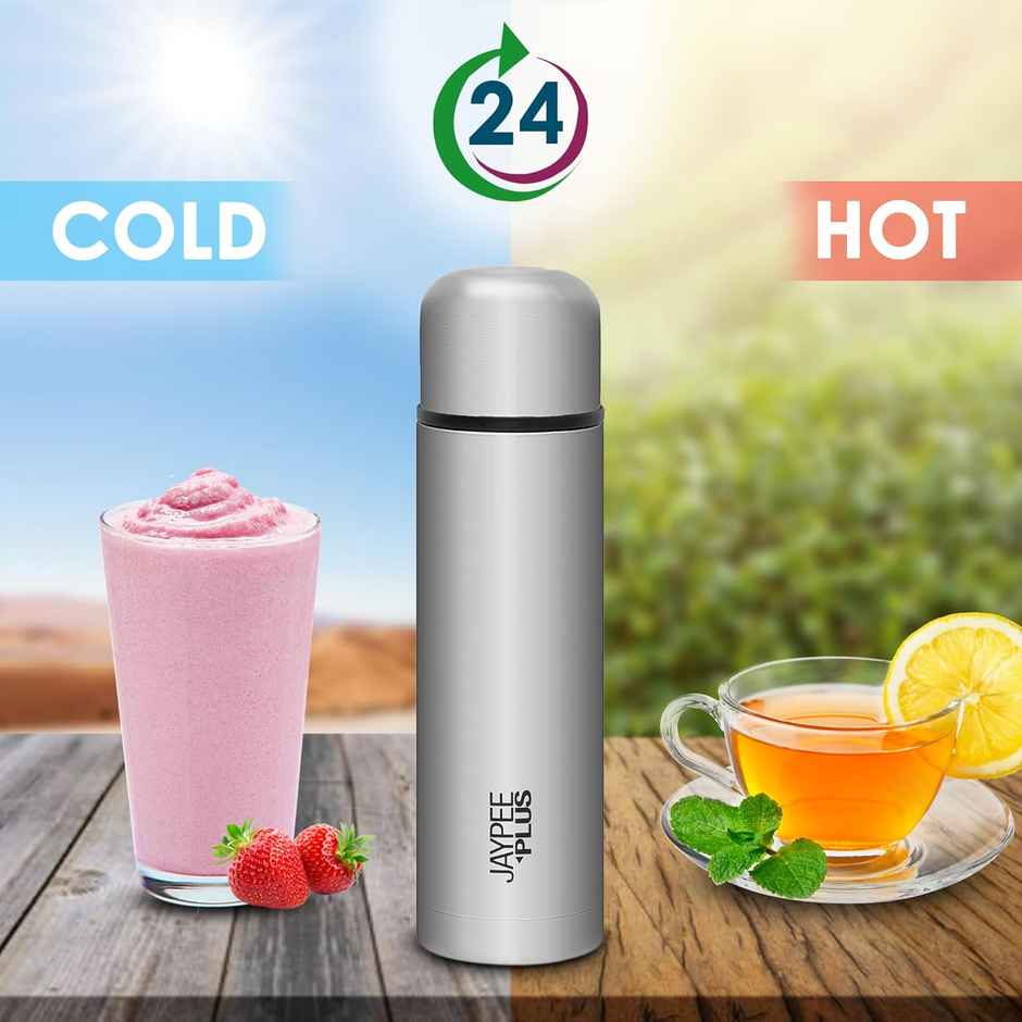 Jaypee Plus Max Vacuum Insulated Stainless Steel Hot & cold Water Bottle SS Finish | , 750ml