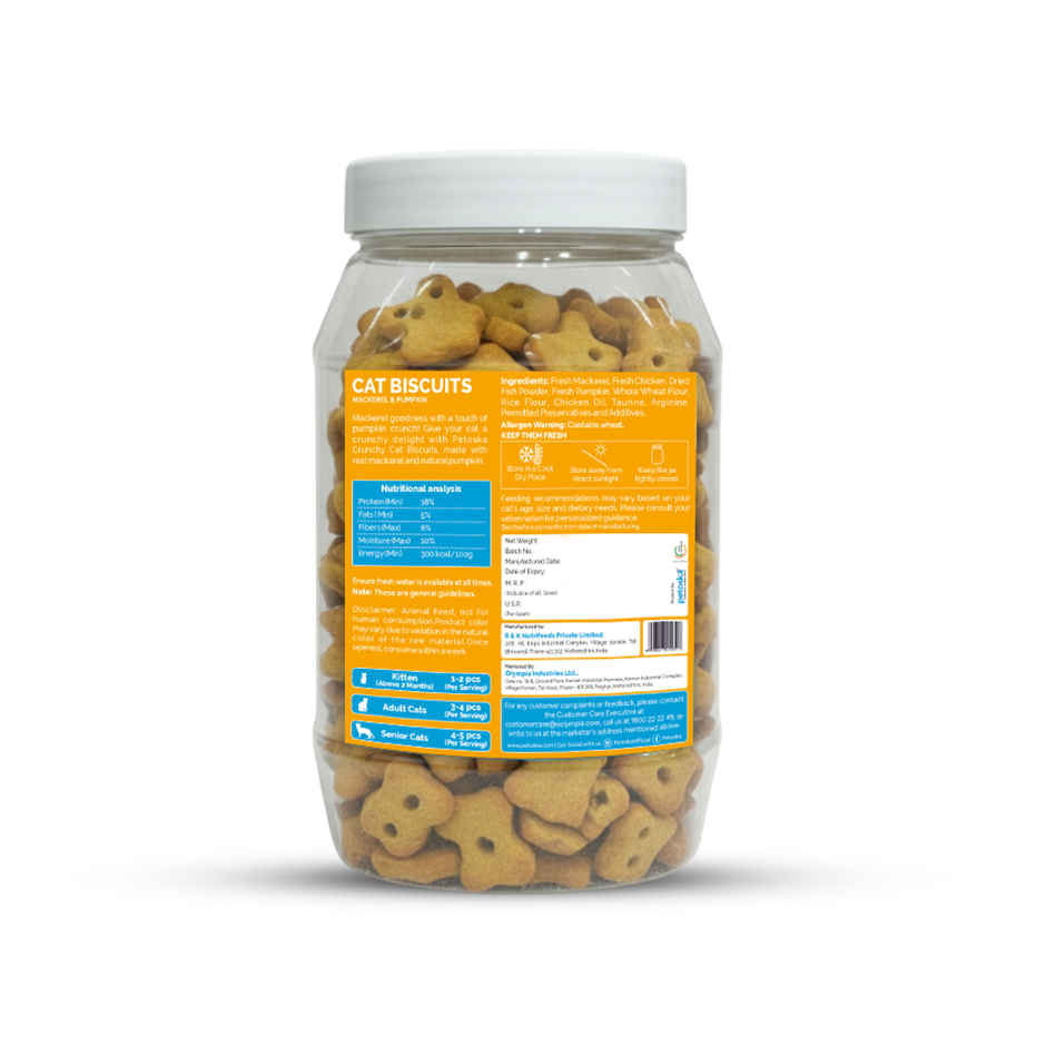 Petoska Crunchy Cat Biscuits Mackerel and Pumpkin
