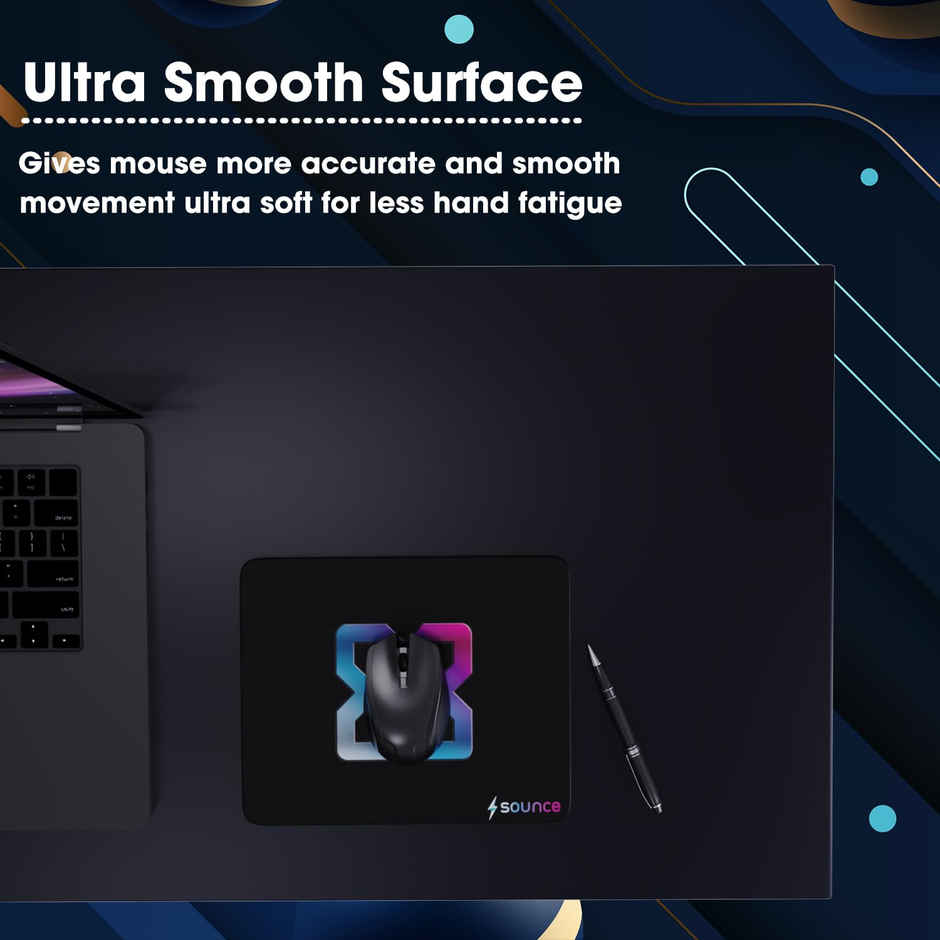 Sounce Ergonomic Mouse Pad, Non-Slip, Anti-Skid, Waterproof, (Black)