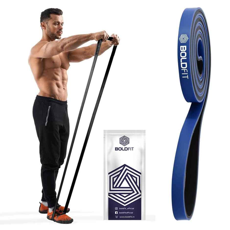 Boldfit Heavy Resistance Band Double | Blue, Black | 5-10 kg