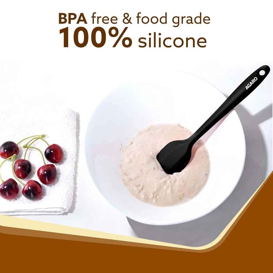 Agaro Delux Silicone Spatula Set of 3, Cooking and Mixing, for Non-Stick Cookware, Black