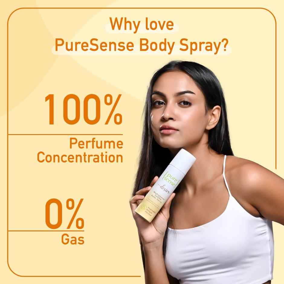 PureSense Body Spray Desire Madagascar Vanilla No Gas Deodorant for Women