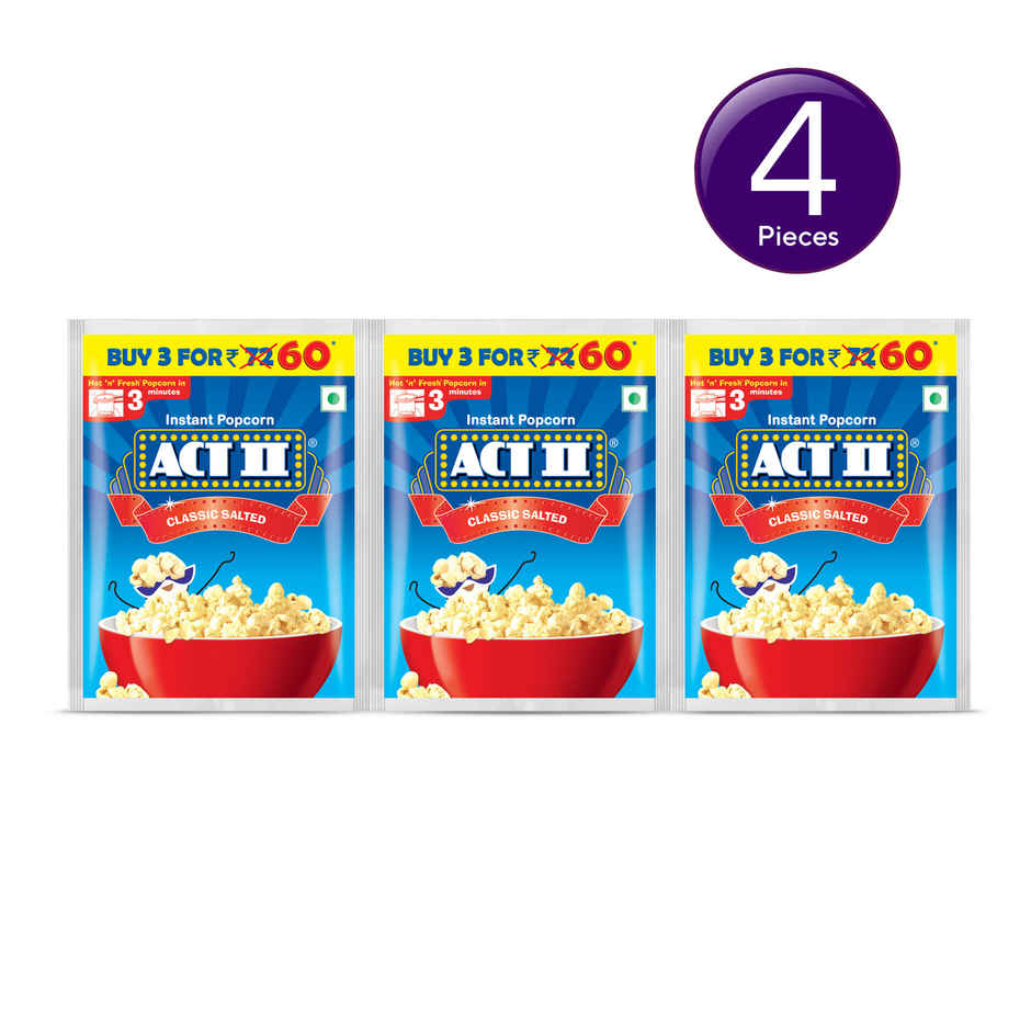 Act II Instant Popcorn - Classic Salted, Combo Pack of 3, Hot & Fresh in 3 Mins Combo  
