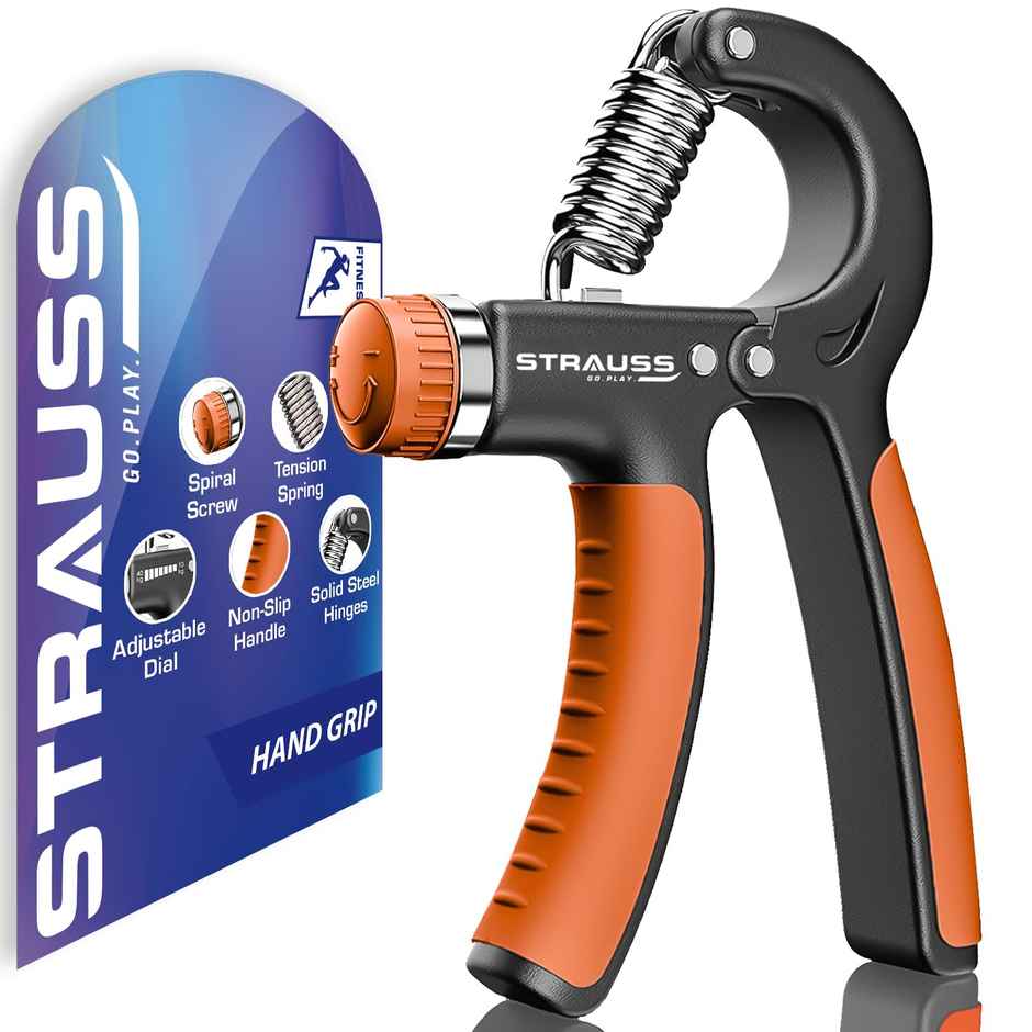 Strauss Adjustable Hand Grip Strengthener | Black & Orange