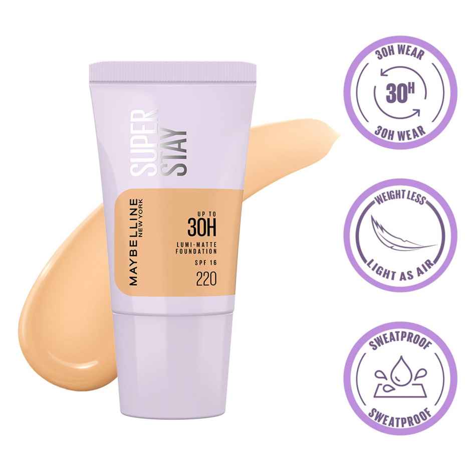 Maybelline New York Super Stay Lumi Matte Liquid Foundation, 220