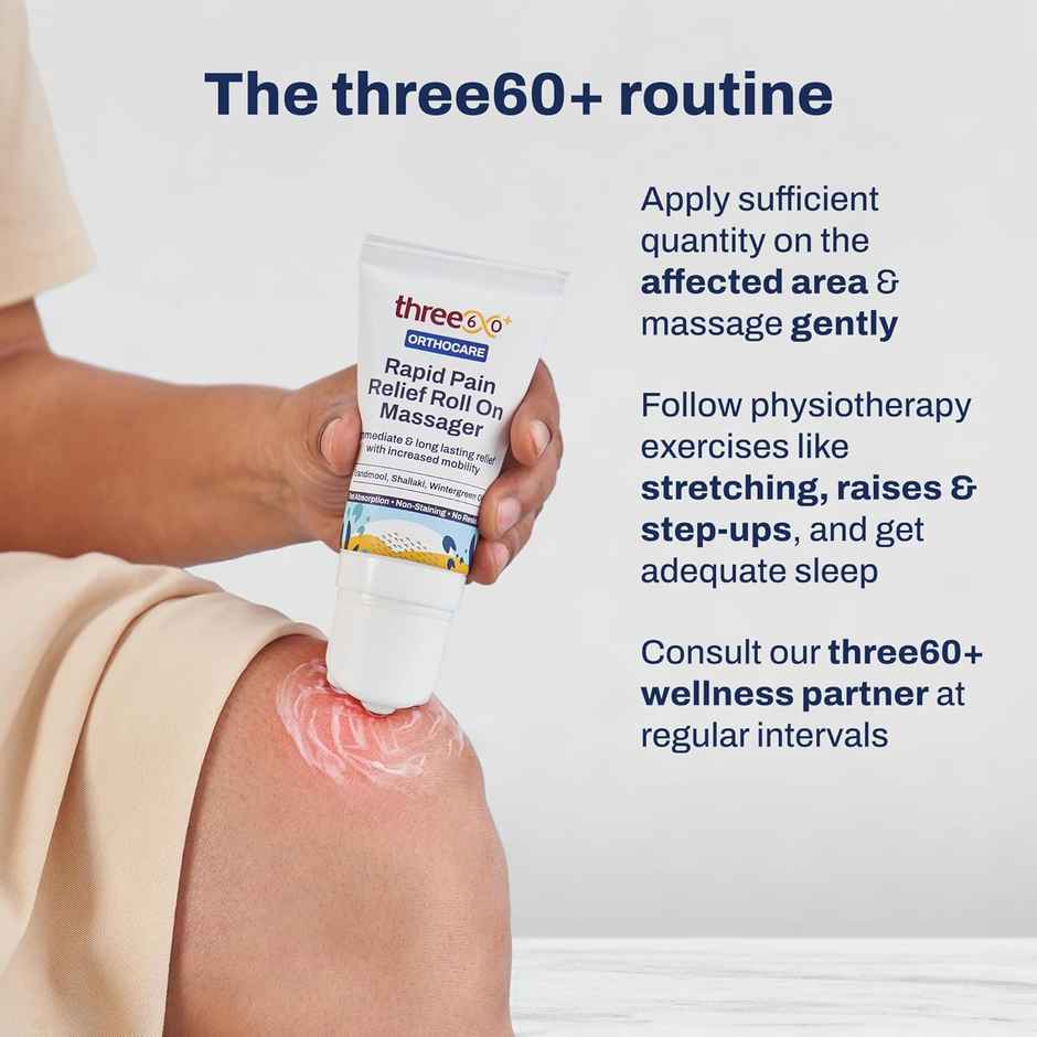 three60+ Rapid Pain Relief Roll On Massager - Immediate and Long Lasting