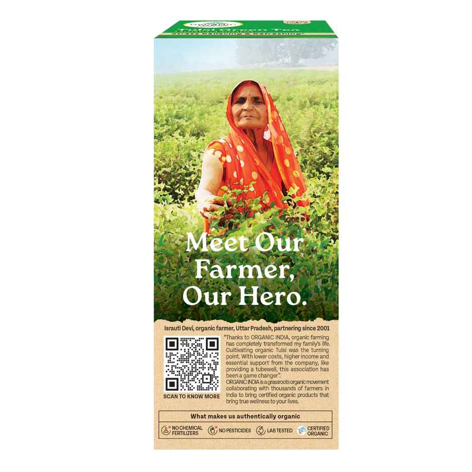A TATA Product - Organic India Honey Lemon Flavored Tulsi Green Tea - 25 Tea Bags
