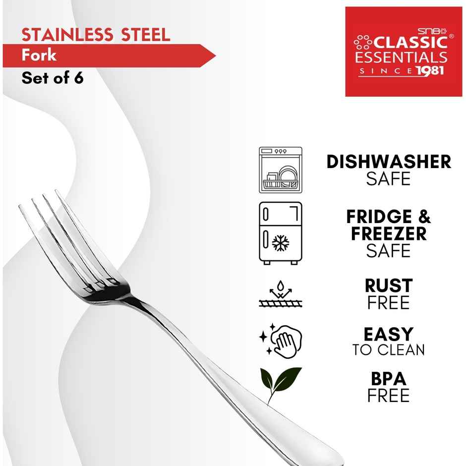 Classic Essentials Table Fork 18 Cm Stainless Steel Dinner Fork Set Pack of 6