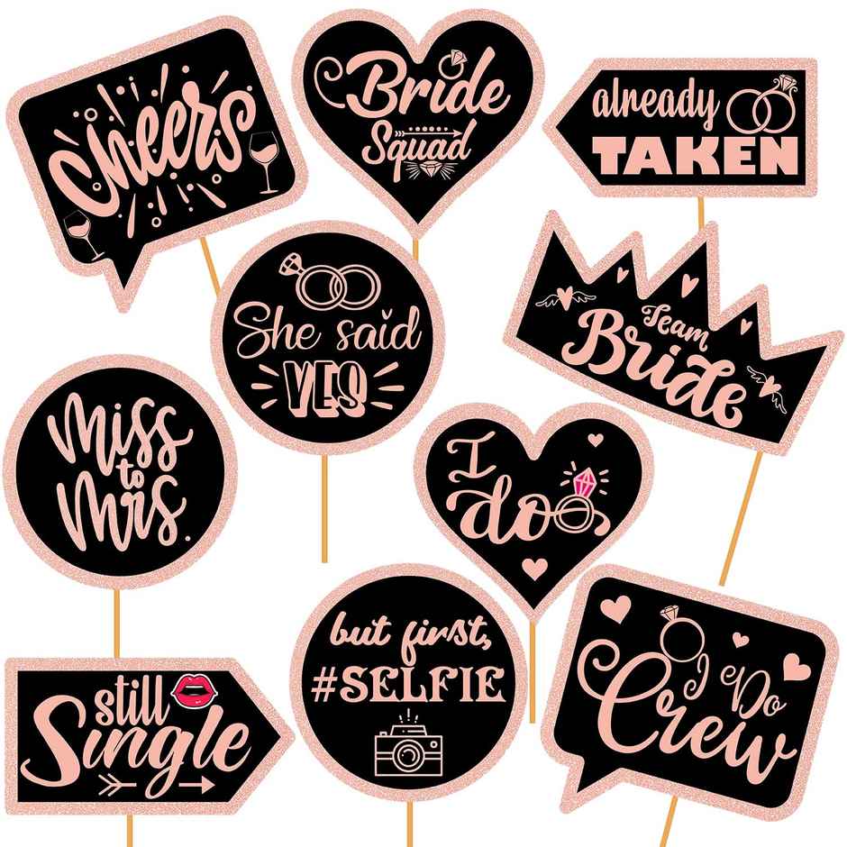 Party Propz Bride To Be Props Set | Bachelorette Party - Wedding | Pack Of 10