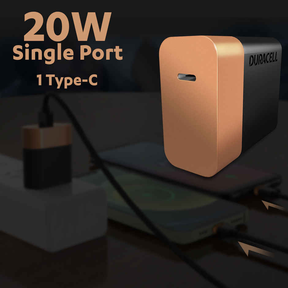 Duracell 20W Fast Wall Charger Adapter, 1 USB C, Fast Charging