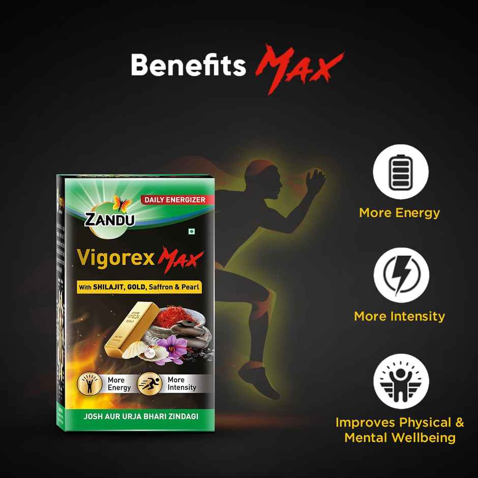 Zandu Vigorex MAX enriched with Shilajit, Gold, Saffron, Pearl and Ashwagandha