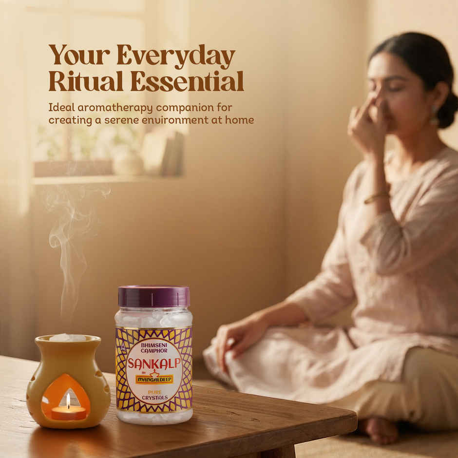 Sankalp Pure Bhimseni Camphor Flakes Jar | Mangaldeep