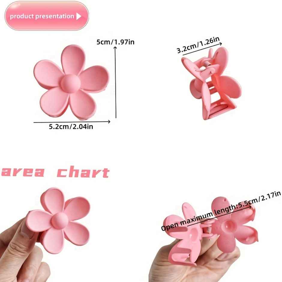 Chronex 6 Pcs Matte Flower Claw Hair Clips For Women | Assorted