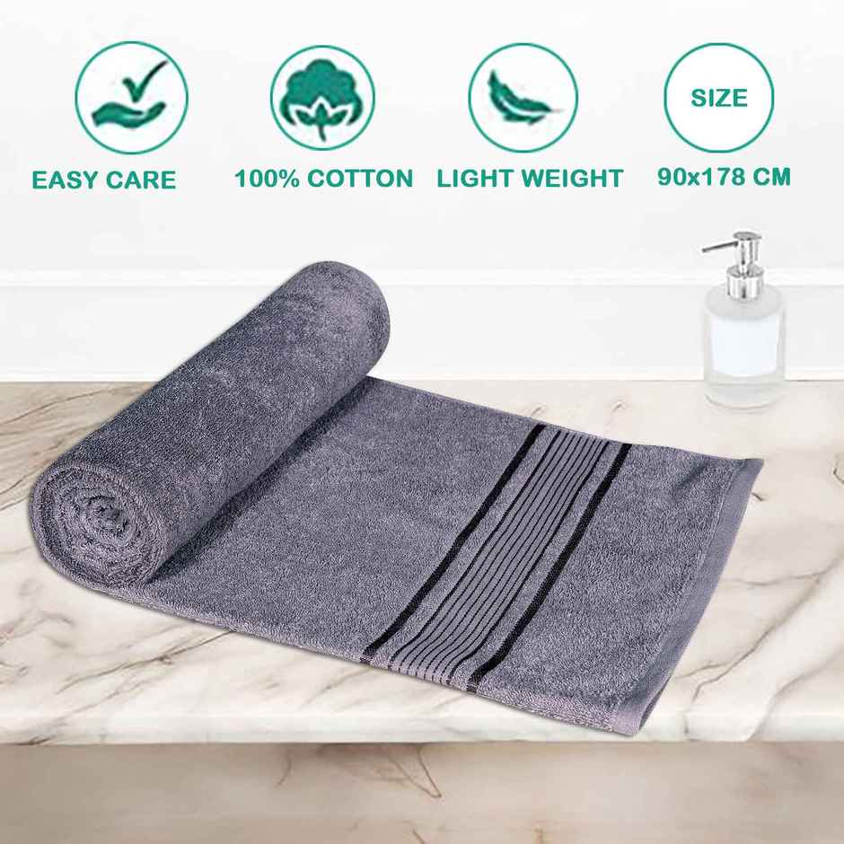 Dream Living Pure Cotton Bath Towel 400 Gsm | Grey - 90 x 178 cm