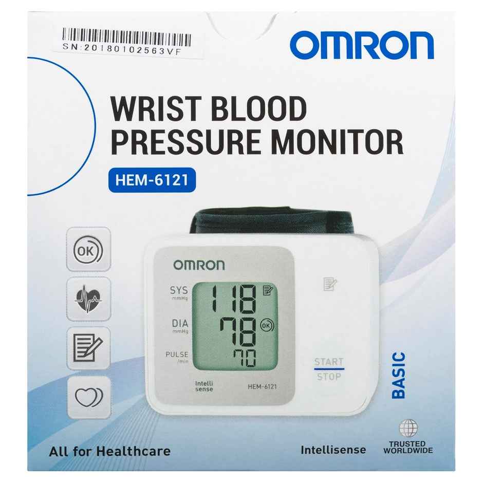 Omron HEM-6161 Wrist BP Monitor White