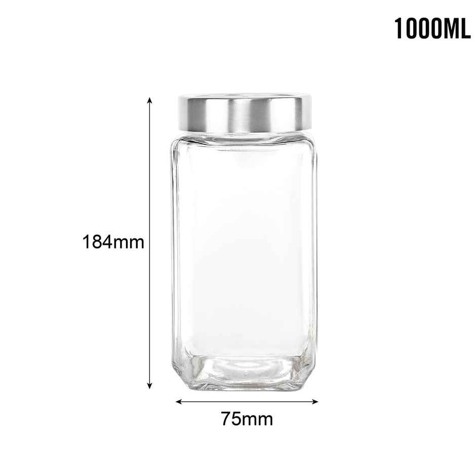 Cello Qube Fresh Toughened Glass Jars Glass Containers For Kitchen Multipurpose Jar Set Of 3 Clear