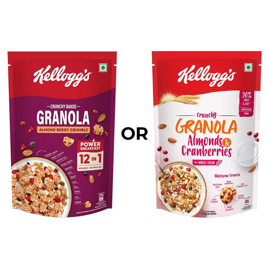 Kellogg's Crunchy Almond Berry Crumble Granola |12-In-1 Power Breakfast | No Maida No Palm Oil