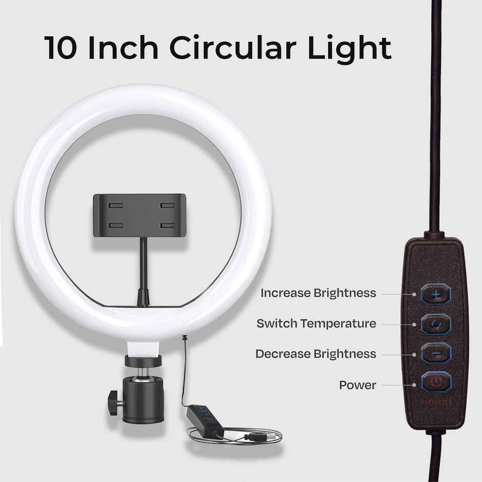 Bestor 10 Inch LED Ring Light with Phone Holder for Video and Makeup