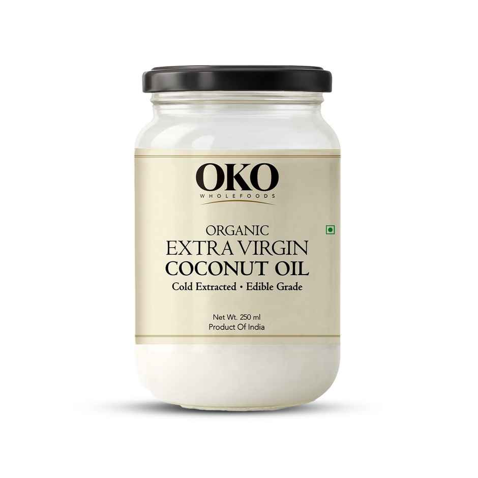 OKO Wholefoods Organic Extra Virgin Coconut Oil | Cold Pressed & Unrefined | Glass Bottle