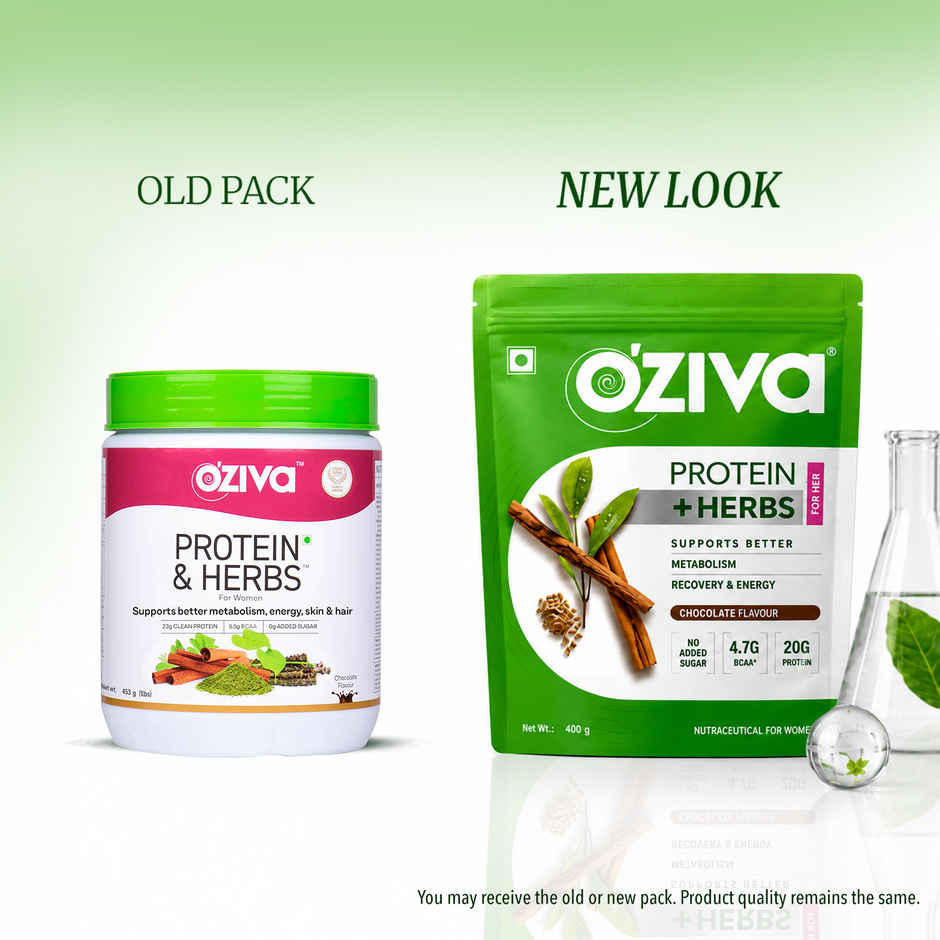 Oziva Protein & Herbs For Women | Whey Protein For Energy, Metabolism Blend | Chocolate