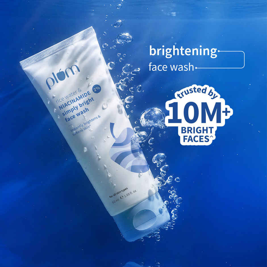 Plum Simply Bright 2% Niacinamide Face Wash With Rice Water Brightens Skin | Helps Fade Blemishes