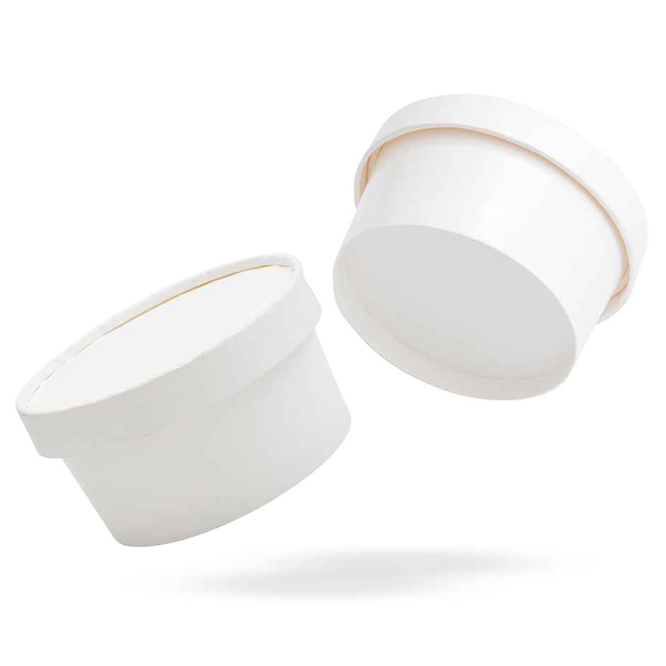 Disposable White Paper Container With Lid | Pack Of 20 | 250 ml | Tempware