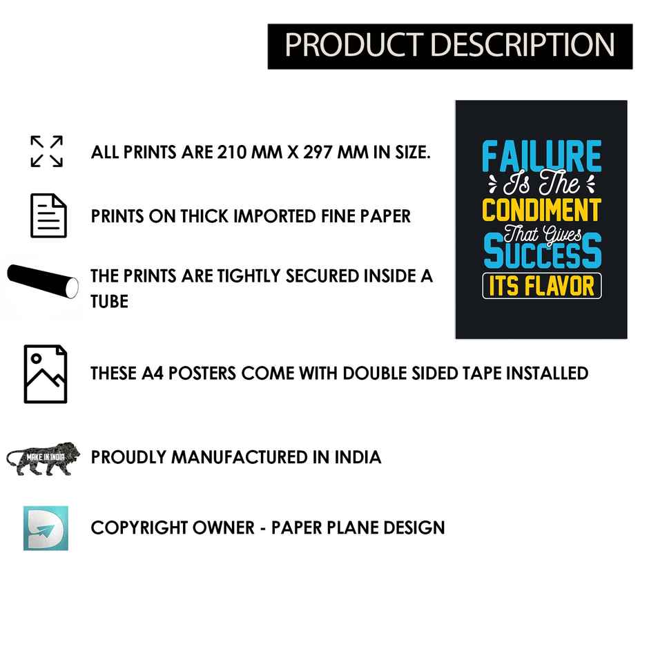 Paper Plane Design Motivational Wall Posters | Set of 12 | (29 cm x 21 cm) D38