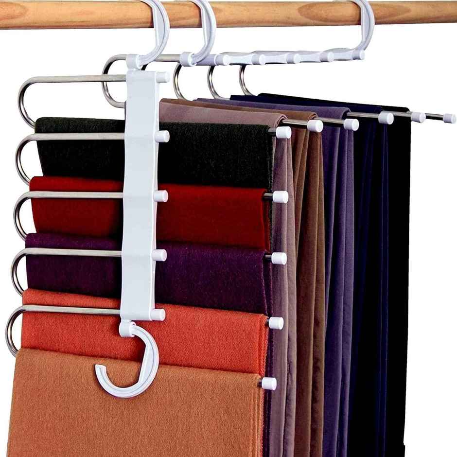 Perpetual Stainless Steel Hanger | 5-in-1 Wardrobe Organizer for Pants | Pack of 1