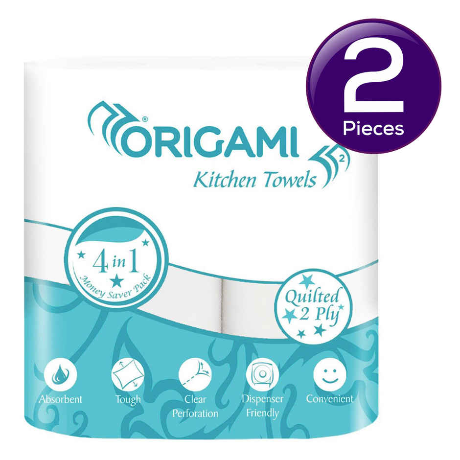 Origami 2 Ply Kitchen Tissue Paper Roll - 60 Pulls Per Roll Combo