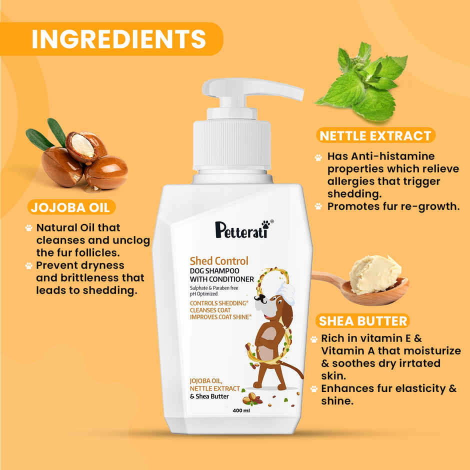 Petterati Shed Control Dog Shampoo Controls Excessive Shedding