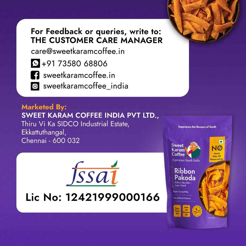 Sweet Karam Coffee Ribbon Pakoda (Murukku /Chakli) - Namkeen Snacks