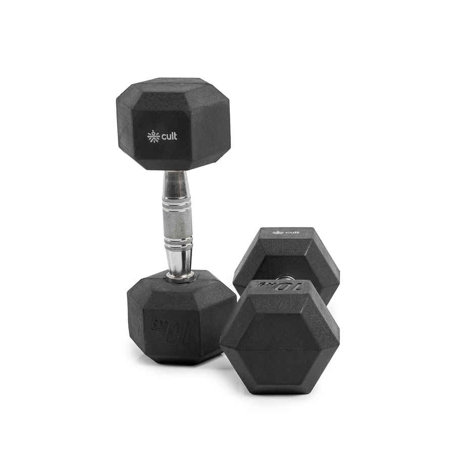 Cult Hex Dumbbell Set (10 kg x 2) | Black