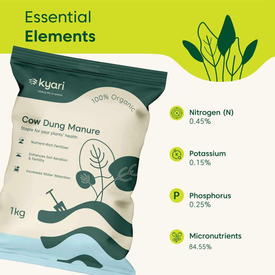 Kyari Cow Dung Manure & Fertilizer for All Types of Plants | Home Gardening 1 kg