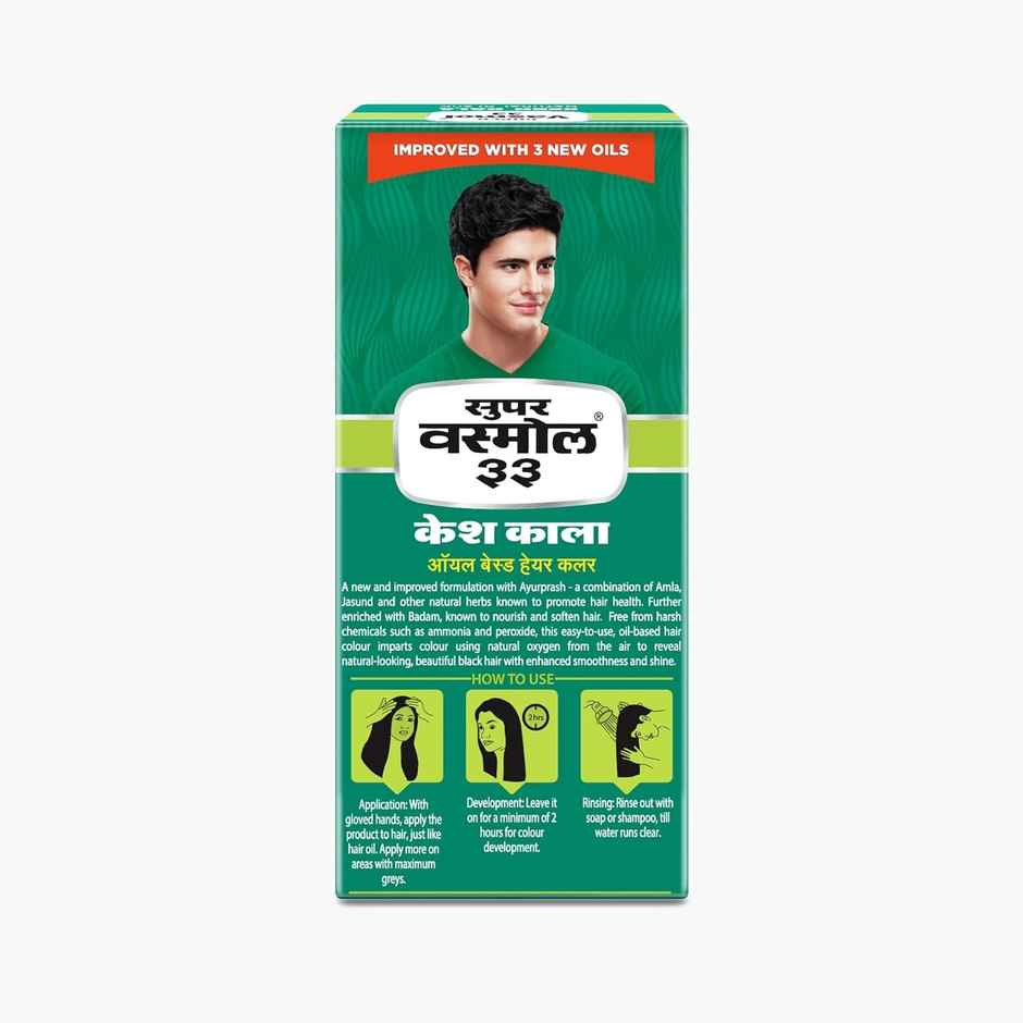 Super Vasmol 33 Kesh Kala , Pack Of 4 I Oil Based Hair Colour I No Ammonia I No Peroxide