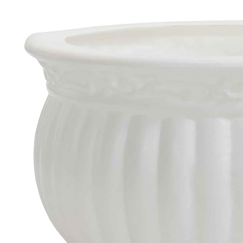 Kuber Industries Pack of 3 Kanha Matki 6 Inch Flower Pot | Indoor & Outdoor Planter | White