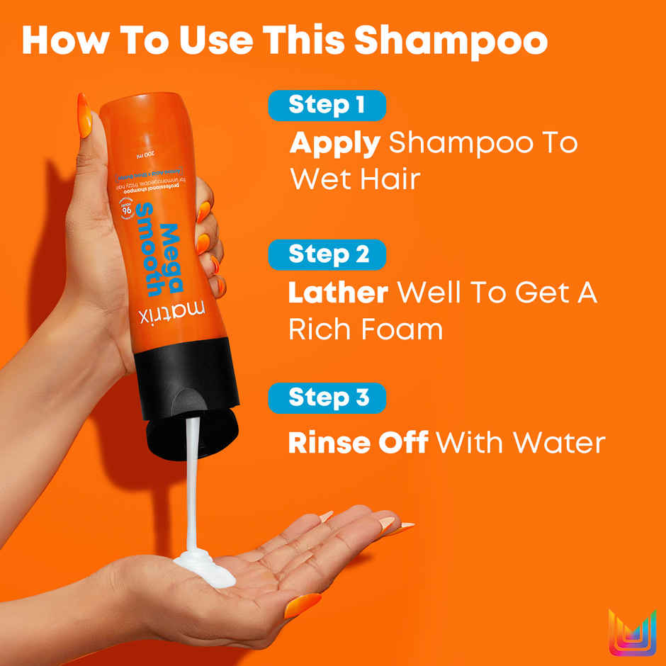 Matrix Mega Smooth Shampoo, Conditioner & Serum Combo, Defy Frizz For 4 Days, For All Hair Types