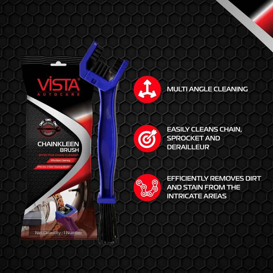 Vista Auto Care Chain Kleen Brush - Dual-Sided Bristles for Quick Chain Cleaning | Bikes & Cycles