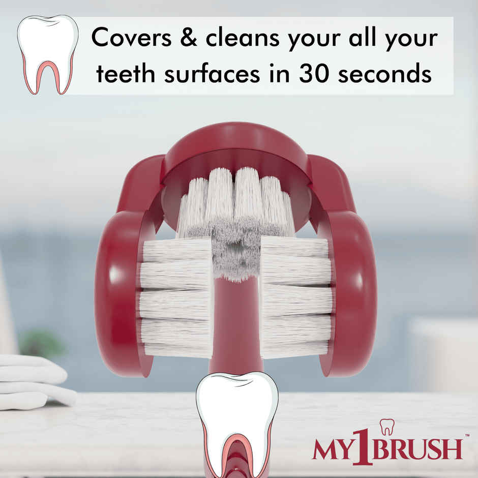 My Orl-Care My1Brush 3-Sided Soft Bristle Toothbrush for Adults | 100% Teeth Cleaning