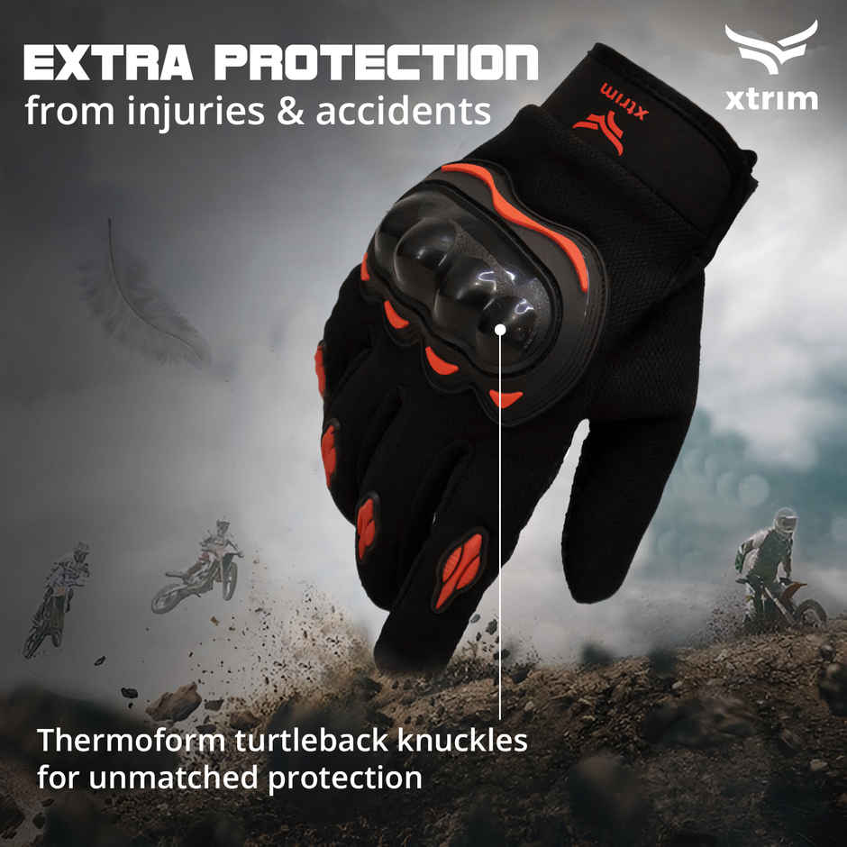 Xtrim Bike Gloves | Padded | Breathable | Anti-Slip | Cycling & Motorcycle Gear | Black | Medium