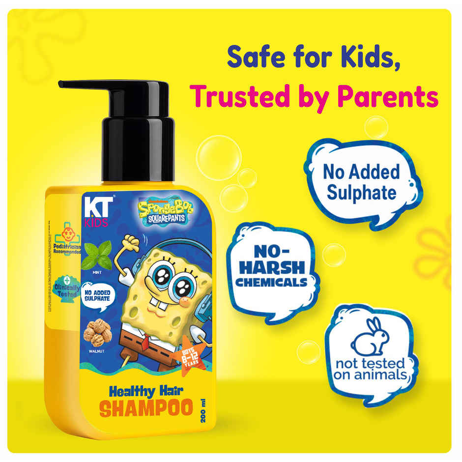 KT Kids Healthy Hair Shampoo Mint and Walnut For Boys 8 to 12 years 1 Pack
