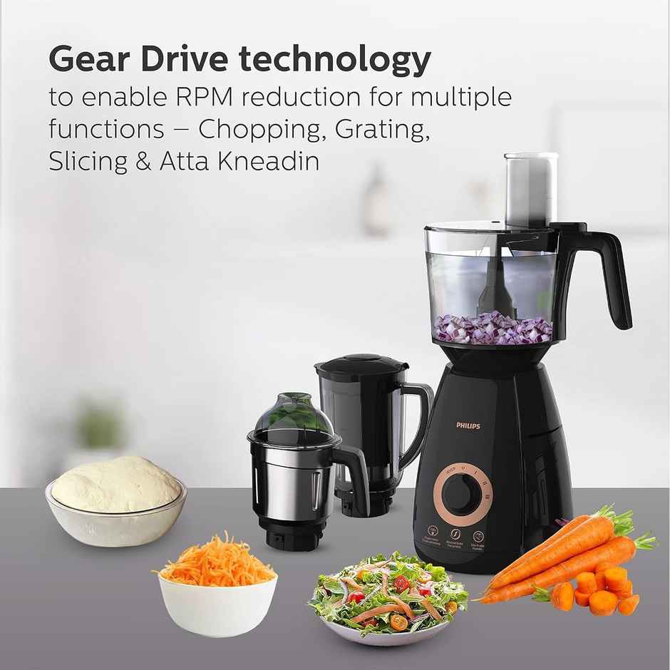 Philips Mixer Grinder + Food Processor | 3-in-1 | 750 W | 4 Jars - Black