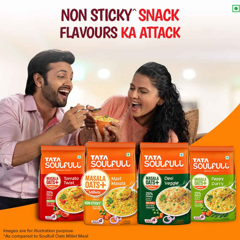 Tata Soulfull Masala Oats+ Mast Masala, with 25% millets, Non sticky