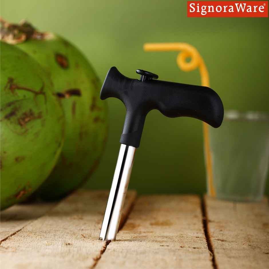 SignoraWare Coconut Hole Opener Stainless steel | Drill Cutter with Cleaner Stick | Effortless quick