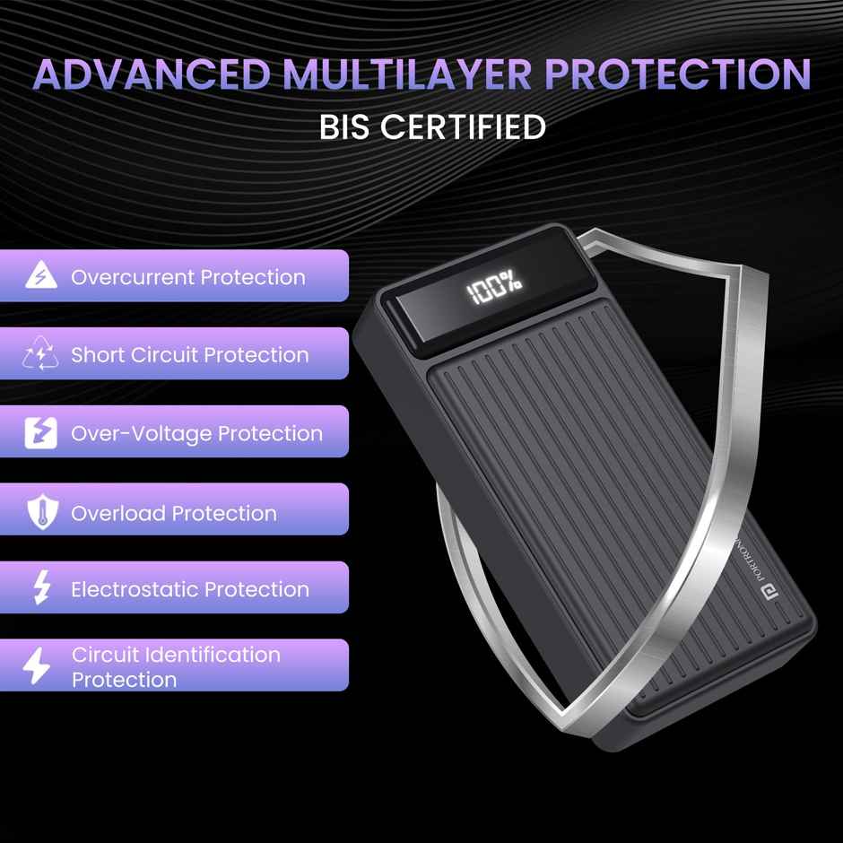 Portronics Luxcell B 20k 22.5W 20000 mAh Power Bank - Black