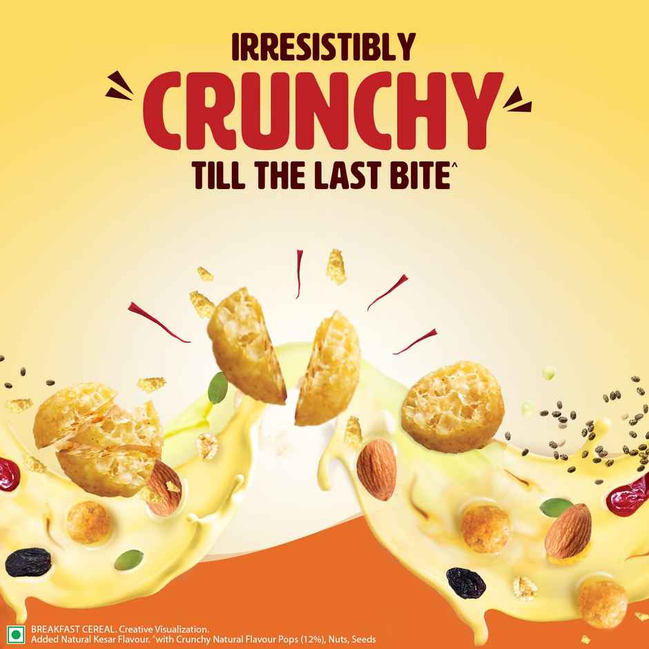 Saffola Muesli Kesar Crunch With Flavour Pops 15 In 1 Fruit And Nuts