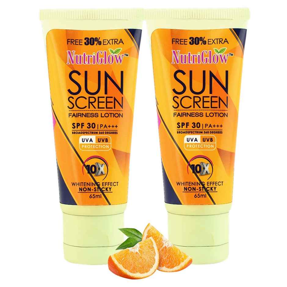 NutriGlow Sunscreen Fairness Lotion SPF 30 & PA+++ | Non Greasy & Water Resistant | Broad Spectrum
